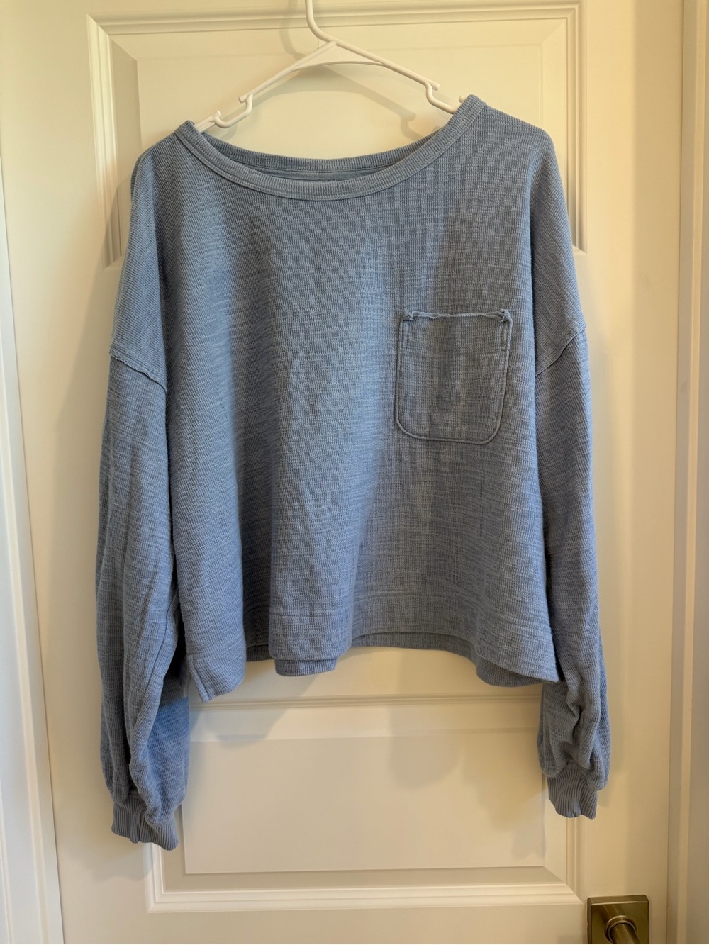 Aerie Light Blue Cozy Pocket Pullover Sweater